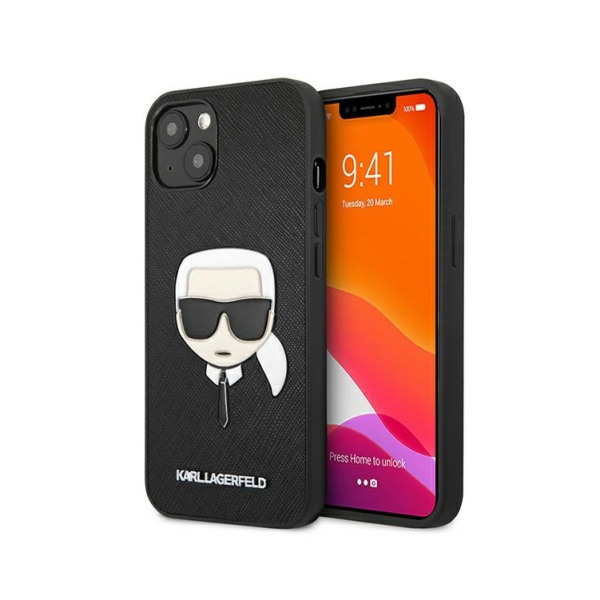 Torbica Karl Lagerfeld Saffiano Karl Head za iPhone 13 Pro 6.1 crna (KLHCP13LSAKHBK)