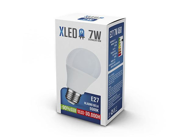 XLED Led Sijalica, E27 - 7W, 220V, Hladno Bela, 5500K, 580Lm