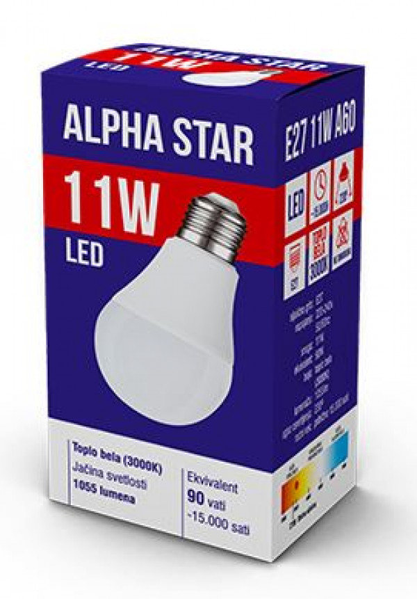 XLED LED Sijalica,E27 11W,220V,Toplo bela,3000K
