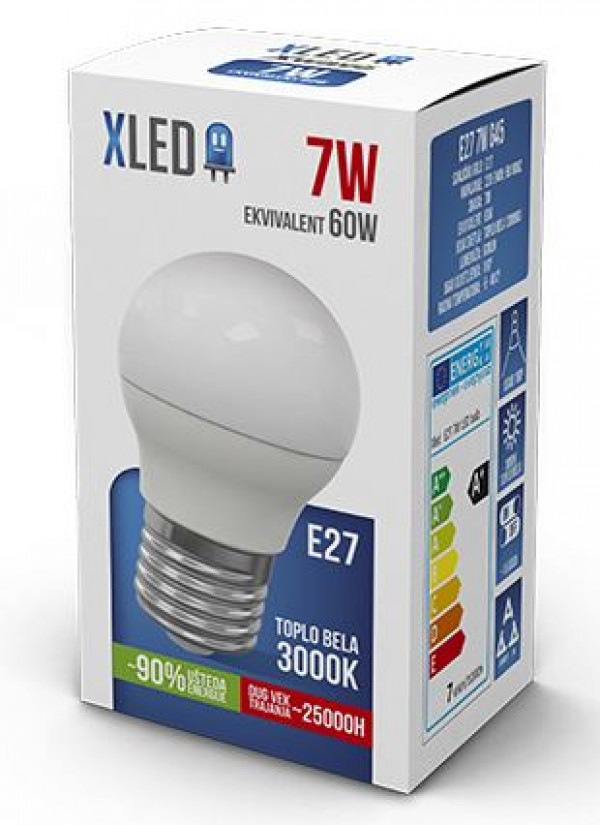 XLED LED Sijalica,E27 7W, Toplo bela, 3000K