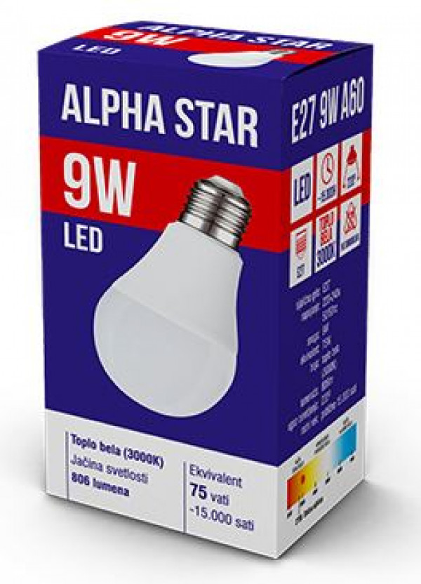 XLED LED Sijalica,E27 -9W,220V,Toplo bela,3000K