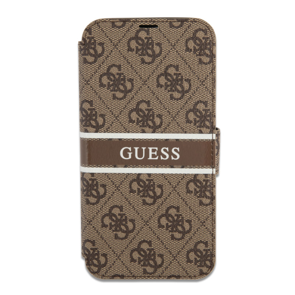 Maska na preklop Guess Bk Pu 4G Stripe za iPhone 13 (6.1) braon.