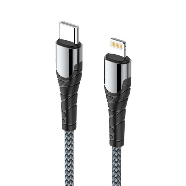USB data kabal LDNIO za iPhone Type C na lightning 30W HQ sivi LC111 1m