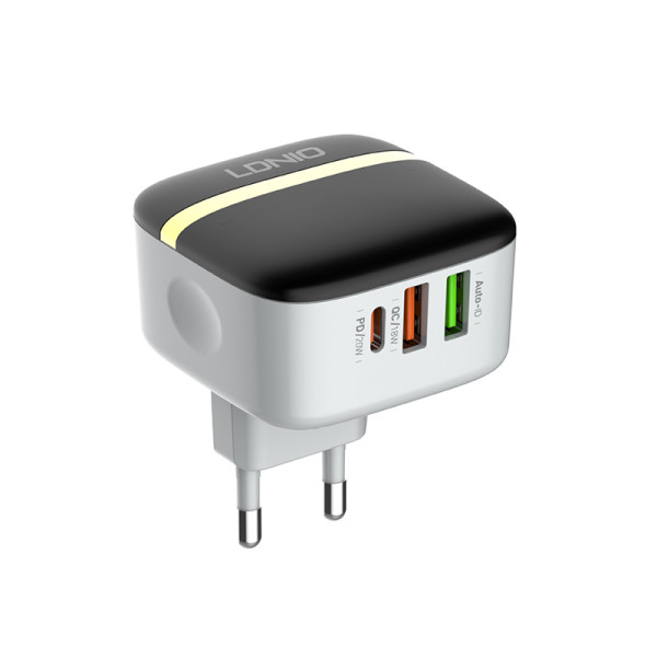 Kucni punjac LDNIO A3513Q 2xUSB + PD 32W mirco-USB belo-crni