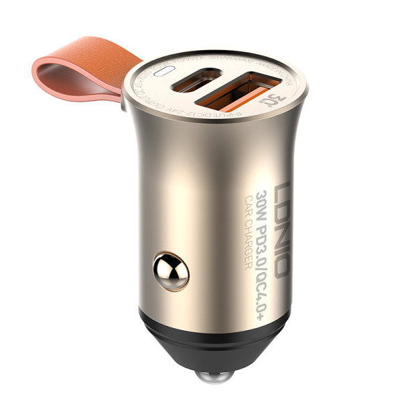 Auto punjac LDNIO C509Q USB + PD QC4.0 30W + type C kabal zlatni