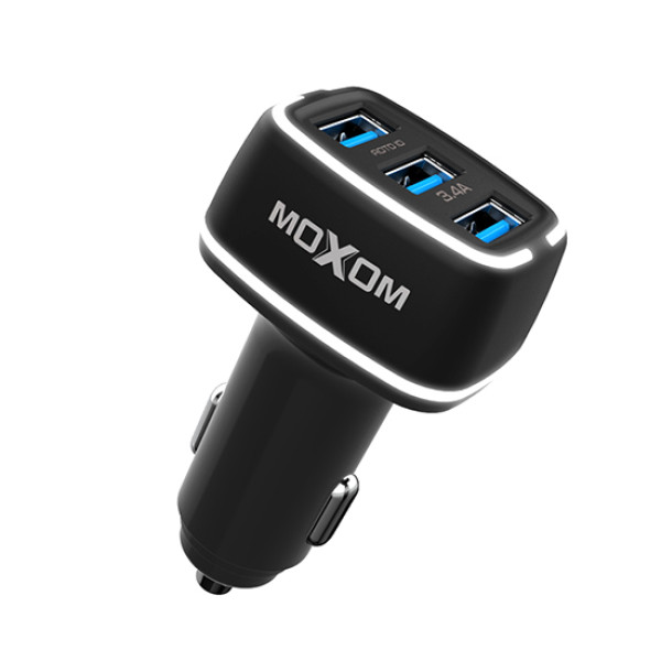 Auto punjac Moxom MX-VC01 3xUSB 5V/3.4A microUSB crni