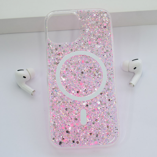 Futrola Maska Shine Shimmer Magsafe za iPhone 14 roze
