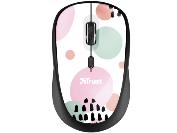 Miš TRUST YVI Pink circles bežični/roza