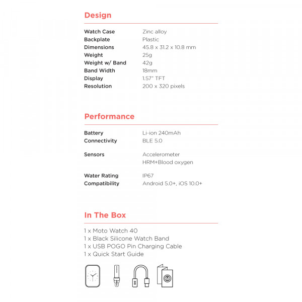 Pametni sat Smart watch Motorola Moto Watch 40 crni