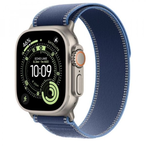 Apple Watch Ultra 3, 49mm Natural Titanium Case with Blue/Bright Blue Trail Loop - M/L mewu4pm/a