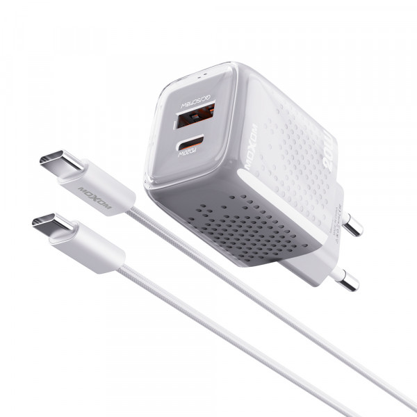 Kucni punjac Moxom MX-HC206 20W Type C na Type C beli