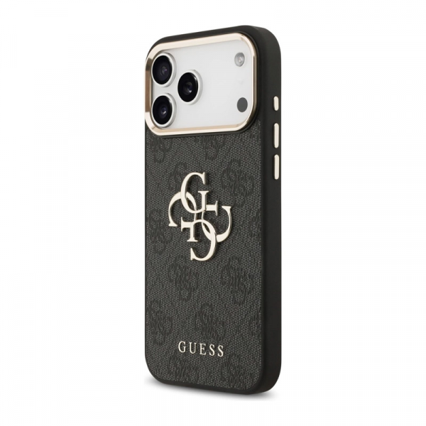Maska Guess 4G Metal Logo Gold Frame za iPhone 17 Pro Max crna