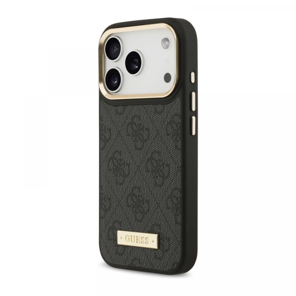Maska Guess 4G Logo Plate MagSafe za iPhone 17 Pro crna