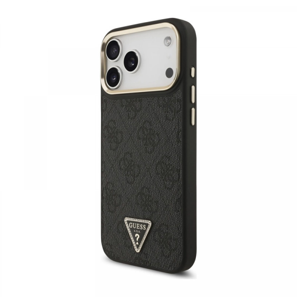 Maska Guess 4G Triangle Logo MagSafe za iPhone 17 Pro Max crno zlatna