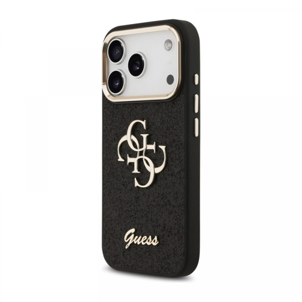 Maska Guess Fixed Glitter Big 4G Metal Frame Case za iPhone 17 Pro crna