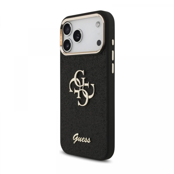 Maska Guess Fixed Glitter Big 4G Metal Frame Case za iPhone 17 Pro Max crna