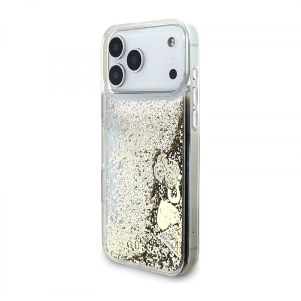 Maska Guess Liq. Glitter 4 Charms za iPhone 17 Pro zlatna