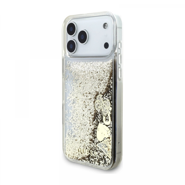 Maska Guess Liq. Glitter 4 Charms za iPhone 17 Pro Max zlatna