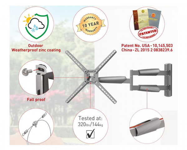 BARKAN BM343XLOD LCD TV zglobni zidni nosač do 65 inča sivi