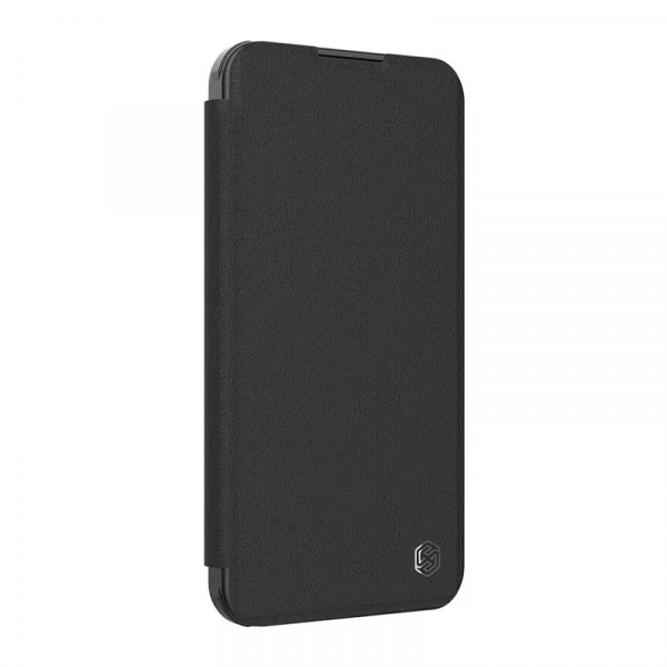 Maska na preklop Nillkin Qin Prop za iPhone 16 Pro (Plain Leather) crna