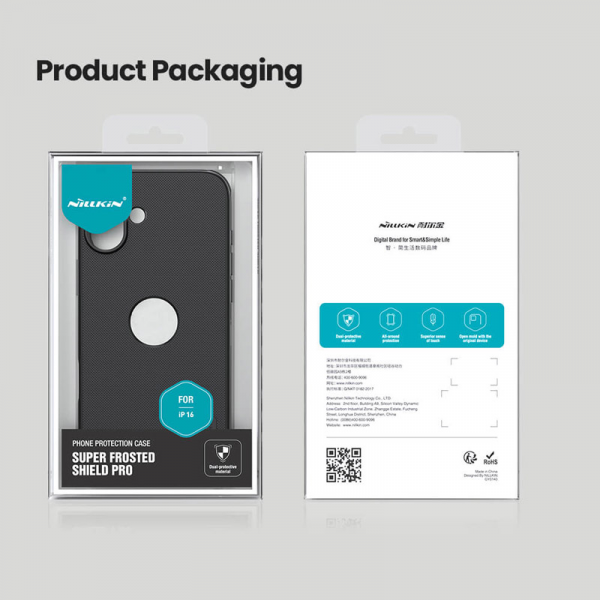 Maska Nillkin Super Frosted Shield Pro za iPhone 16 (sa logom) crna