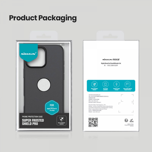 Maska Nillkin Super Frosted Shield Pro za iPhone 16 Pro Max (sa logom) crna
