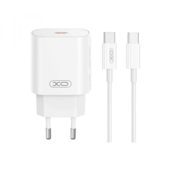 XO Kućni punjač CE25 25W USB C+TypeC Kabl BELI