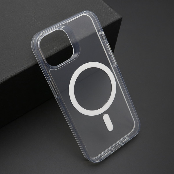 Futrola COLOR FRAME MagSafe za iPhone 13 (6.1) srebrna (providna)