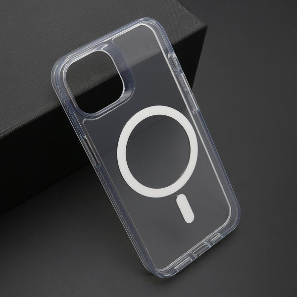 Futrola COLOR FRAME MagSafe za iPhone 14 (6.1) srebrna (providna)