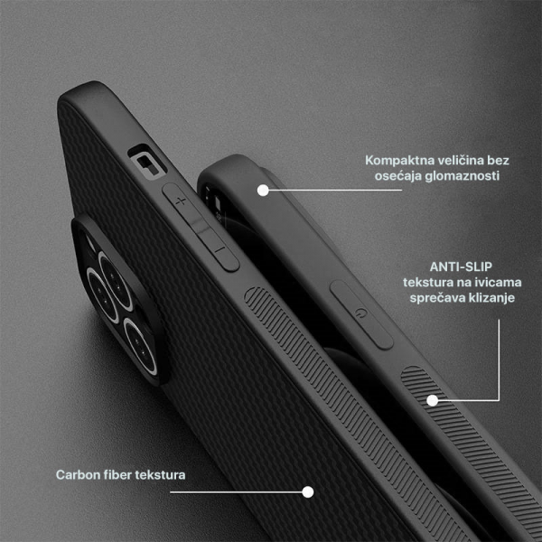 Maska Carbon fiber za iPhone 16e crna