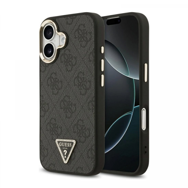Maska Case Guess 4G Triangle Logo MagSafe za iPhone 17 crno zlatna