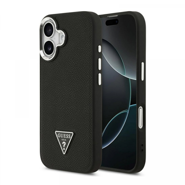 Maska Guess Grained Triangle Logo MagSafe za iPhone 17 crna