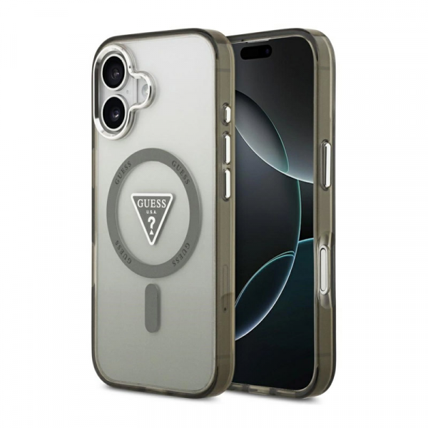 Maska Guess IML Gradient Triangle Logo MagSafe za iPhone 17 siva