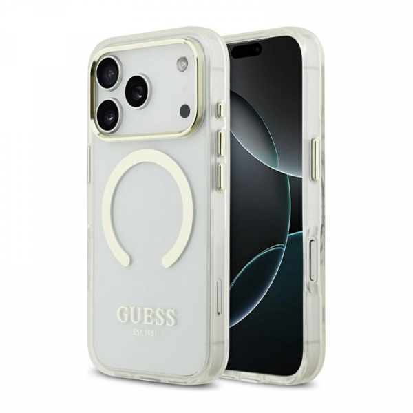 Maska Guess Metal Outline MagSafe za iPhone 17 Pro zlatna