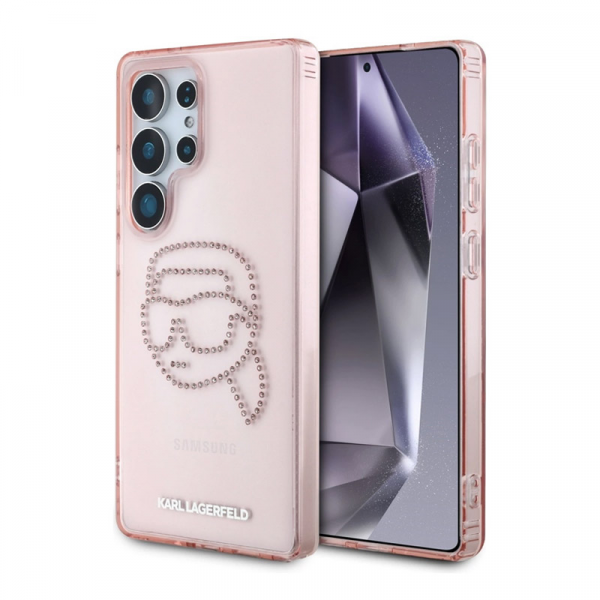 Maska Karl Lagerfeld Rhinestones K. Head Logo za Samsung S25 Ultra/ S938B pink