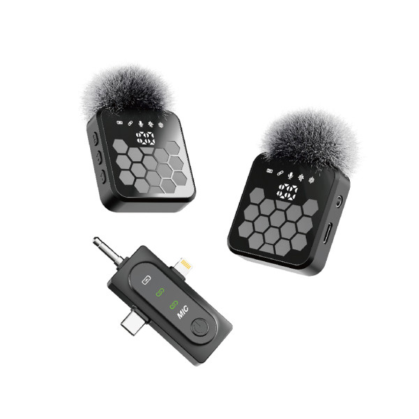 Mikrofon bluetooth Moxom MX-AX84 Type-C + lightning + 3.5mm jack crni