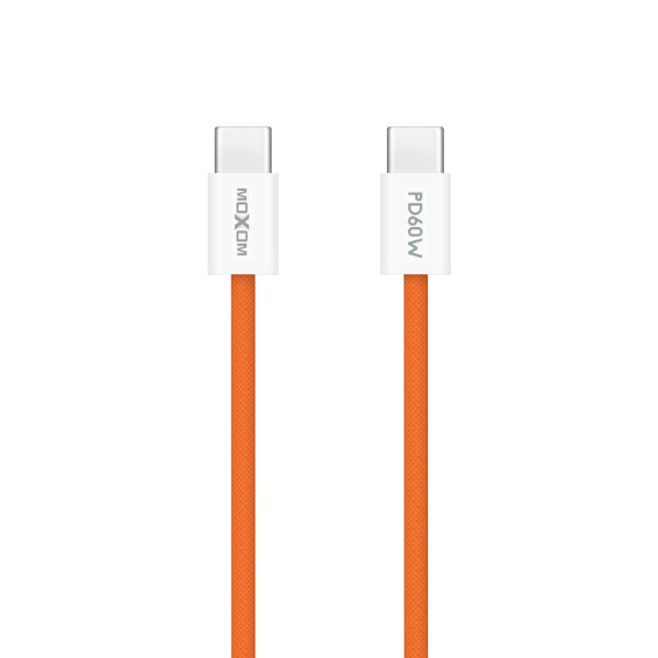 USB data kabal MOXOM MX-CB369 pleteni Fast 60W 3A Type-C na Type-C 1m narandzasti