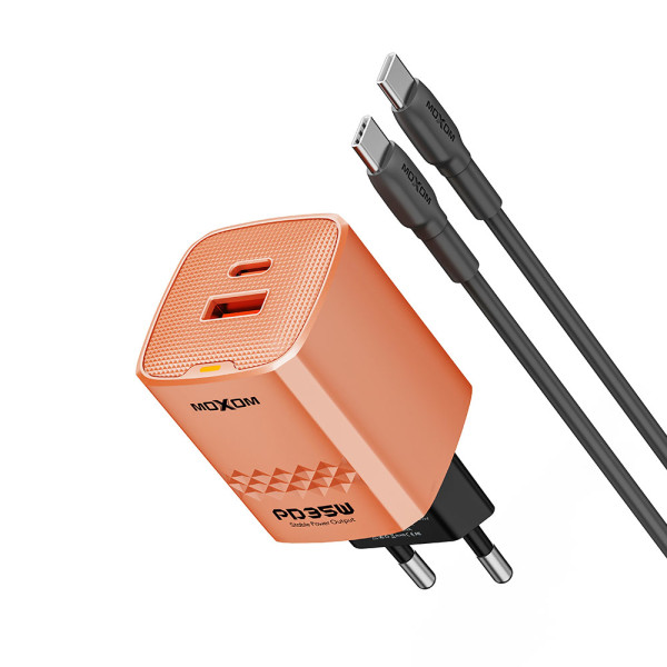 Kucni punjac MOXOM MX-HC302 35W PD Type C na Type C narandzasto