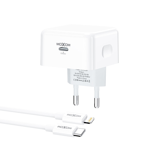 Kucni punjac MOXOM MX-HC307 40W Type C na Lightning beli
