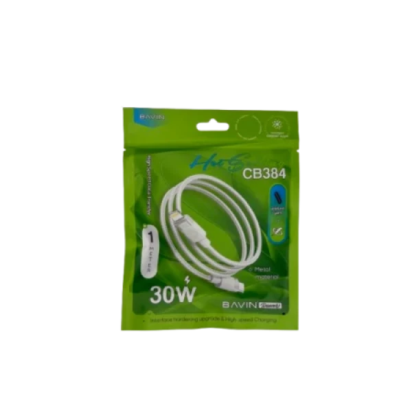 Bavin kabl pleteni 30W  1m Type C-Lightning bela - CB384PD