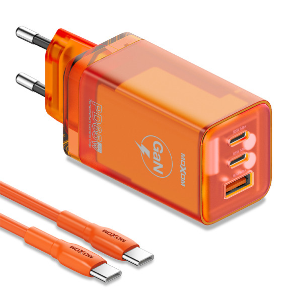 Kucni punjac MOXOM LX-HC824 65W PD Type C na Type C narandzasti