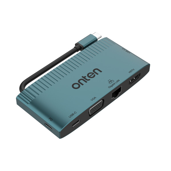 Dock stanica 6u1 sa HDMI 4K 30Hz + VGA 2K 60Hz +Ethernet RJ45 100Mbps + USB 3.0 + 2x USB Type-C (OTN-9503S) Onten