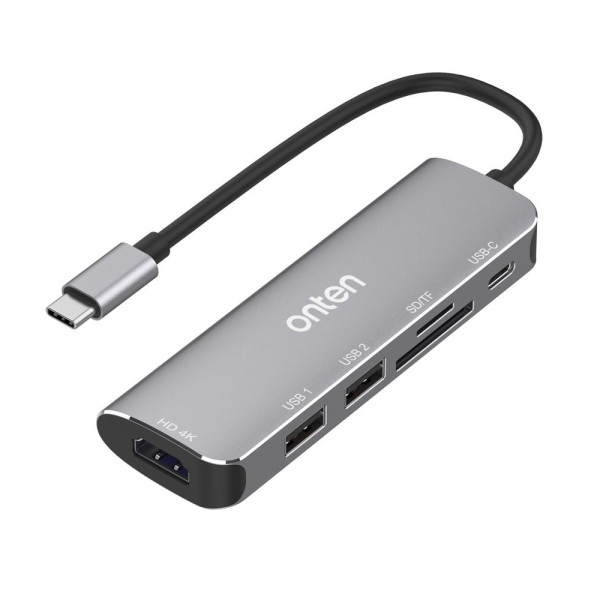 Hub USB Type-C Dock stanica sa HDMI 4K + SD/TF 3.0 + 2x USB 3.0 + USB Type-C PD 3.0 65W 20cm (OTN-95116) Onten