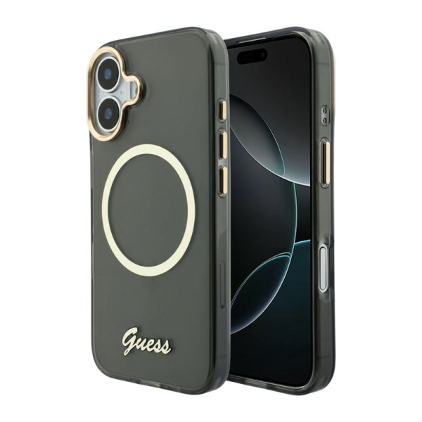 Maska Guess IML Script Metal MagSafe za iPhone 17 crna