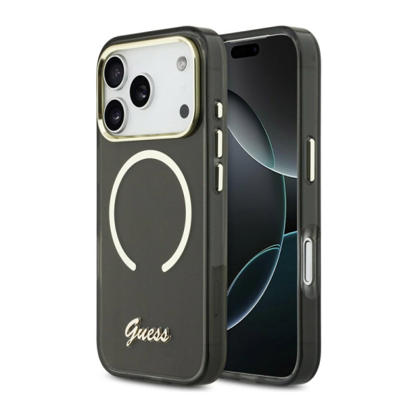 Maska Guess IML Script Metal MagSafe za iPhone 17 Pro crna