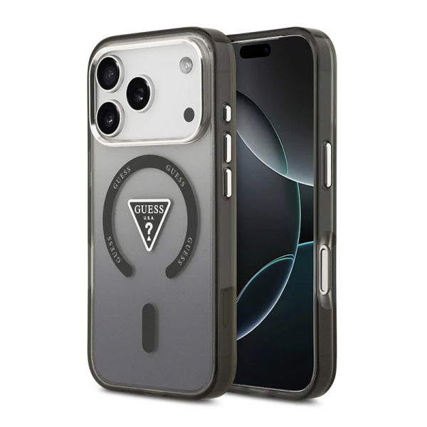 Maska Guess IML Gradient Triangle Logo MagSafe za iPhone 17 Pro crna