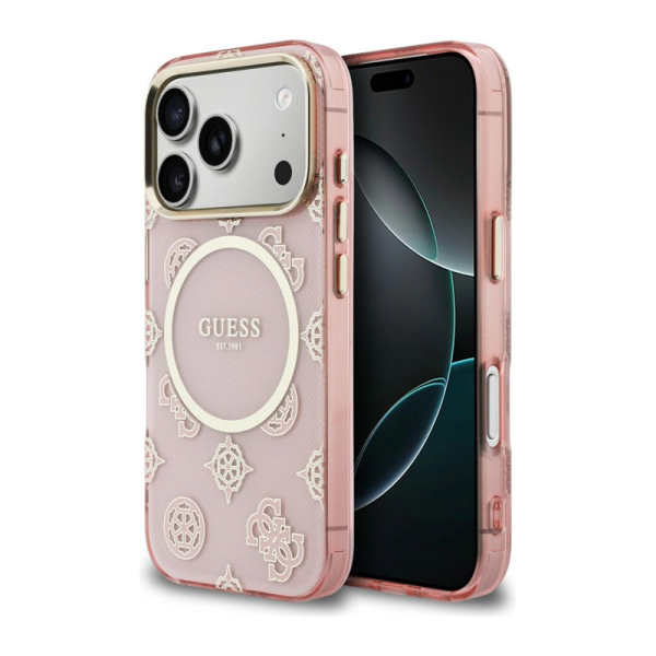 Maska Guess IML Peony Dot MagSafe za iPhone 17 Pro roza