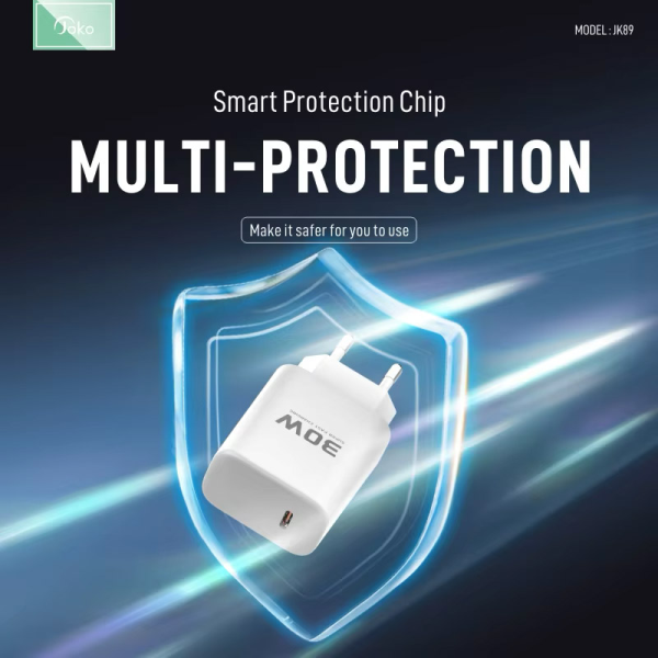 Kucni punjac KONFULON Joko JK89+DC66 PD 30W sa kablom Type-C na iPhone Lightning beli 1m