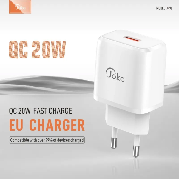 Kucni punjac KONFULON Joko JK90+DC64 PD 20W sa kablom USB na iPhone Lightning beli 1m