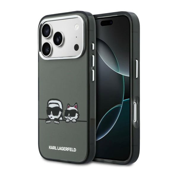 Maska Karl Lagerfeld IML Karl & Choupette Peekaboo Logo MagSafe za iPhone 17 Pro Max siva